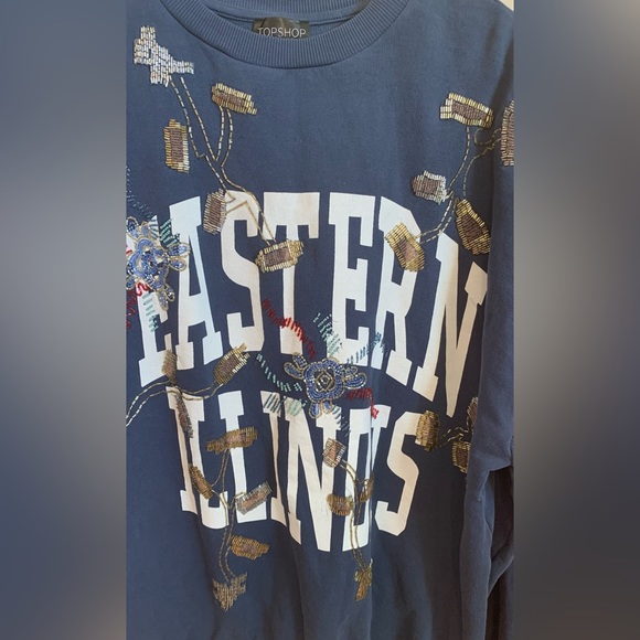 EASTERN ILLINOIS Women's Topshop Long Sleeve Knit Pullover Sweater, Size 10 - Picture 3 of 5